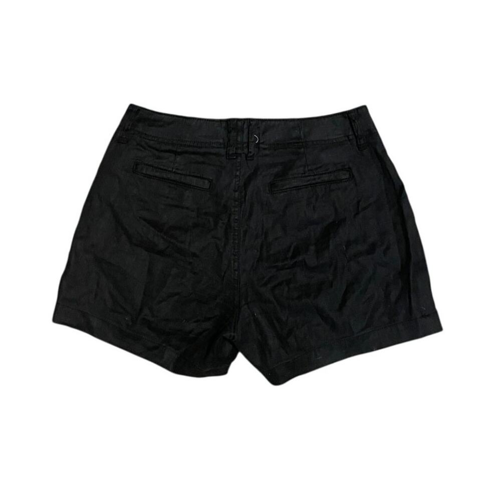 Evereve Black Linen Blend Tailored Cargo Mid/High Rise Shorts Minimalist Size 27 - Picture 3 of 5
